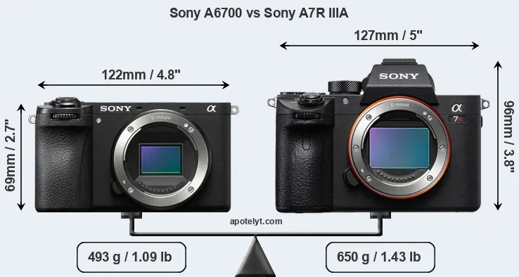 Size Sony A6700 vs Sony A7R IIIA
