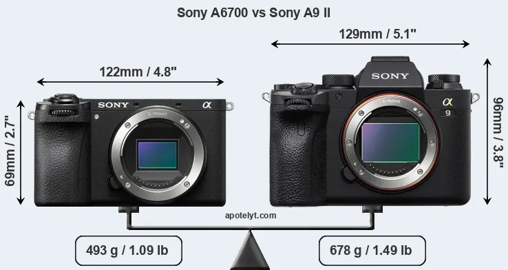 Size Sony A6700 vs Sony A9 II