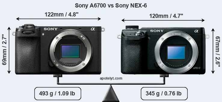 Size Sony A6700 vs Sony NEX-6