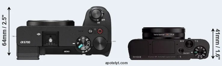 Compare A6700 versus RX100 III top