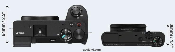 Compare A6700 versus RX100 top