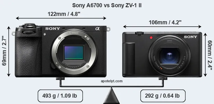 Size Sony A6700 vs Sony ZV-1 II