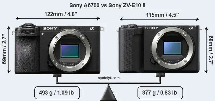 Size Sony A6700 vs Sony ZV-E10 II