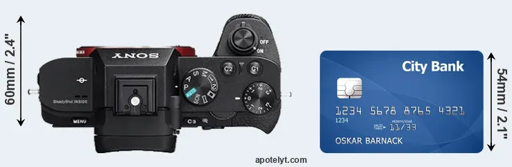 A7 II versus credit card top view