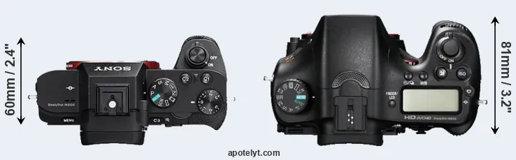 Compare A7 II versus A77 top