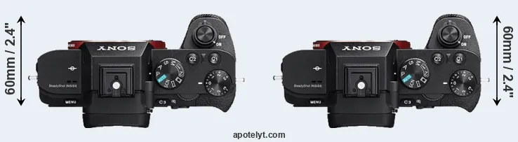Compare A7 II versus A7R II top