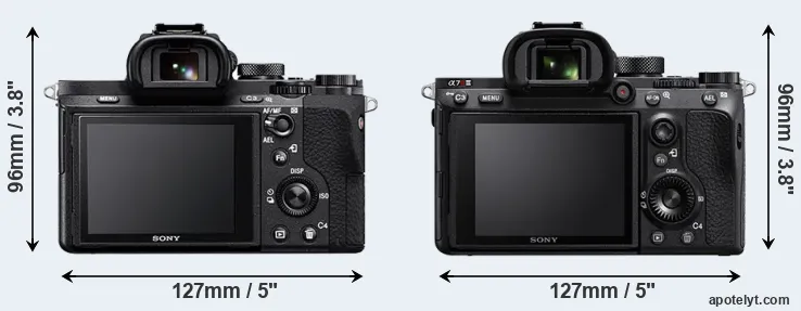 Comparison A7 II or A7R III rear