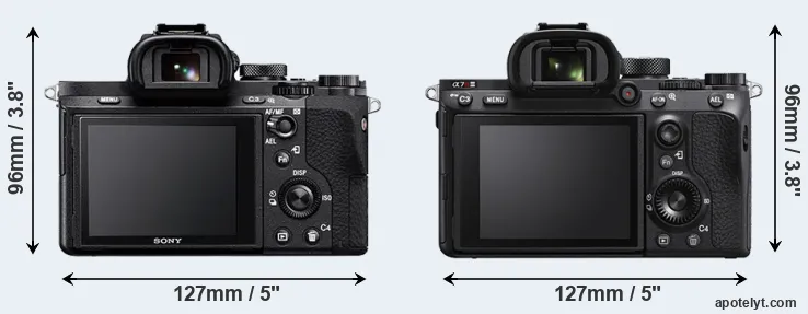 Comparison A7 II or A7R IIIA rear