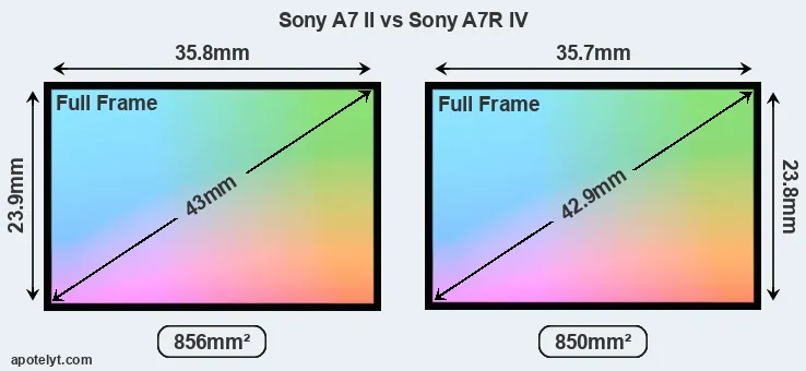Sony A7 II and Sony A7R IV sensor measures