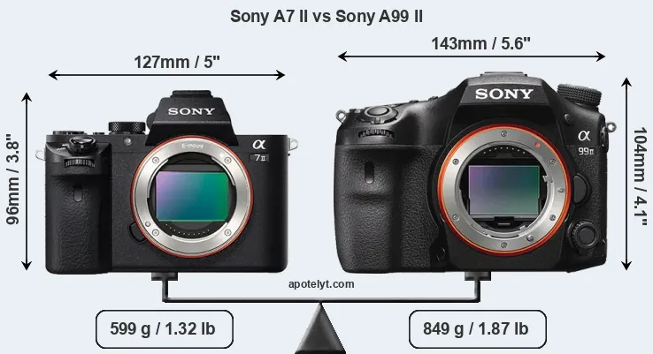 Size Sony A7 II vs Sony A99 II