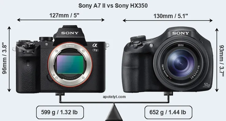 Size Sony A7 II vs Sony HX350