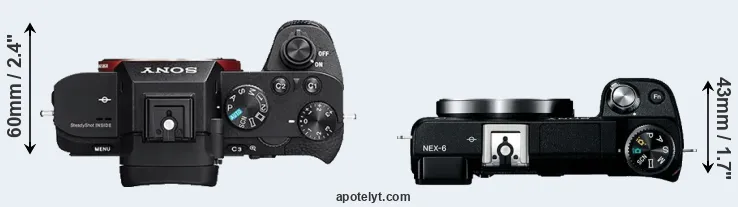 Compare A7 II versus NEX-6 top