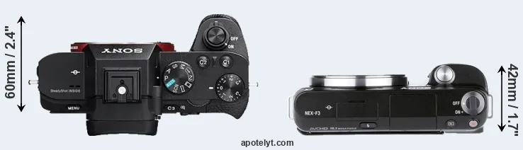 Compare A7 II versus NEX-F3 top