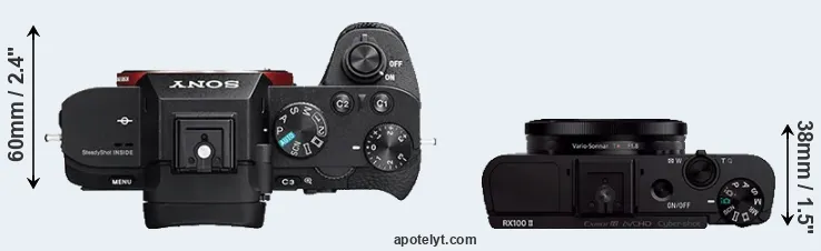 Compare A7 II versus RX100 II top