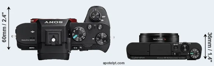 Compare A7 II versus WX800 top