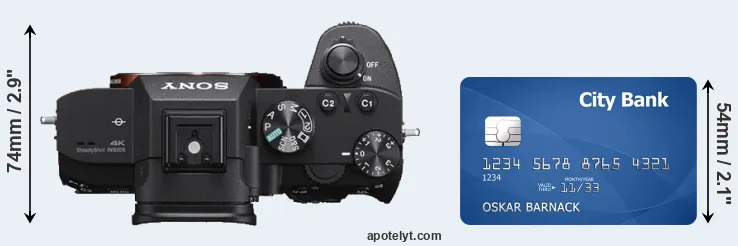 A7 III versus credit card top view