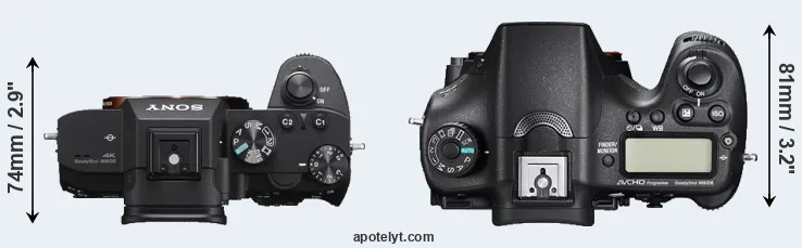 Compare A7 III versus A77 II top