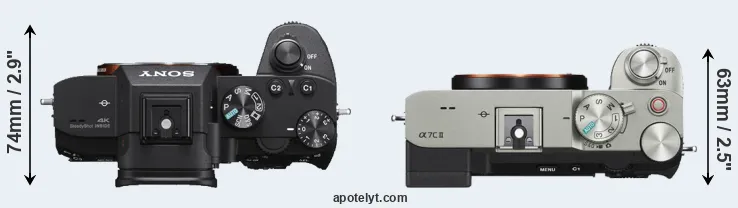 Compare A7 III versus A7C II top