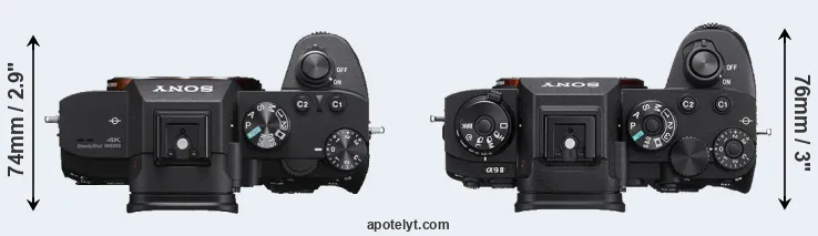 Compare A7 III versus A9 II top