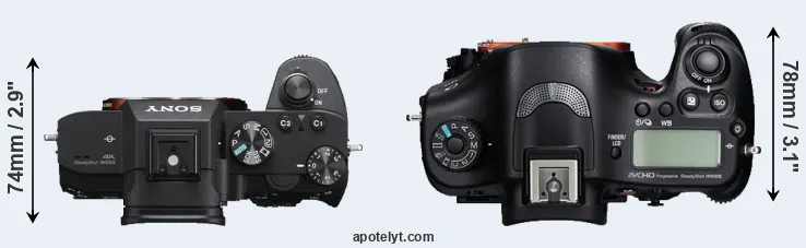 Compare A7 III versus A99 top