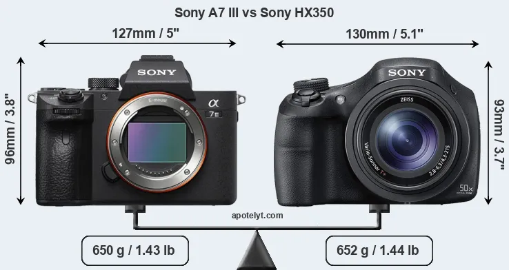 Size Sony A7 III vs Sony HX350