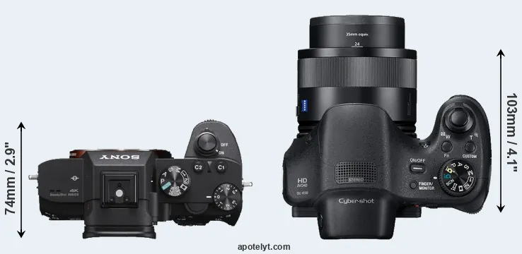 Compare A7 III versus HX350 top