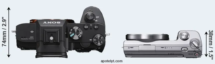 Compare A7 III versus NEX-5 top