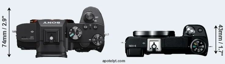 Compare A7 III versus NEX-6 top