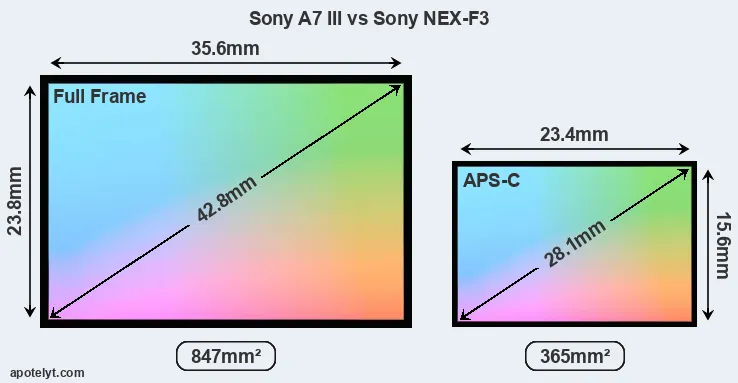 Sony A7 III and Sony NEX-F3 sensor measures