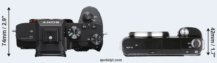 Compare A7 III versus NEX-F3 top