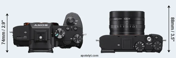 Compare A7 III versus RX1R III top