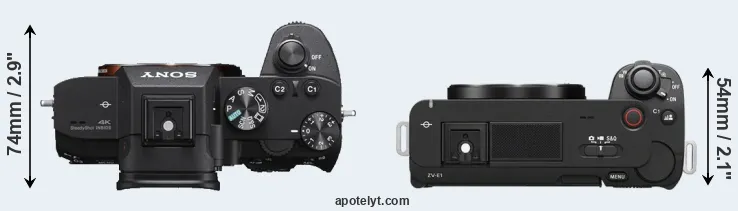 Compare A7 III versus ZV-E1 top