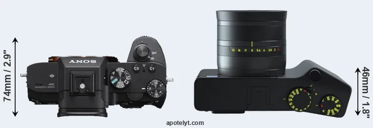 Compare A7 III versus ZX1 top