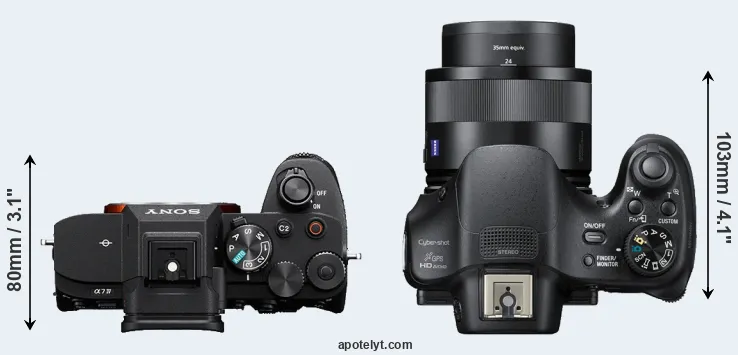 Compare A7 IV versus HX400V top
