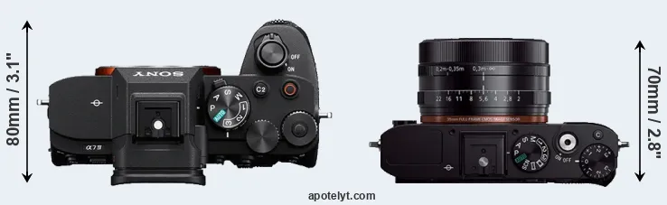 Compare A7 IV versus RX1R top