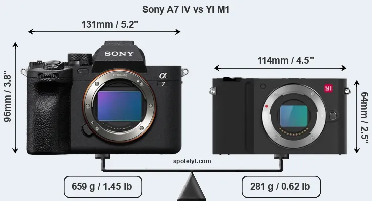 Size Sony A7 IV vs YI M1