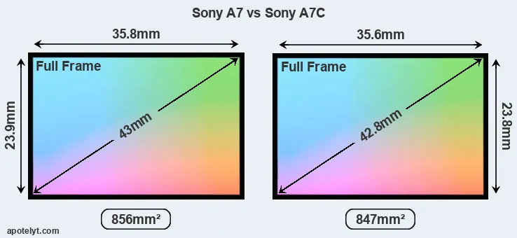 Sony A7 and Sony A7C sensor measures