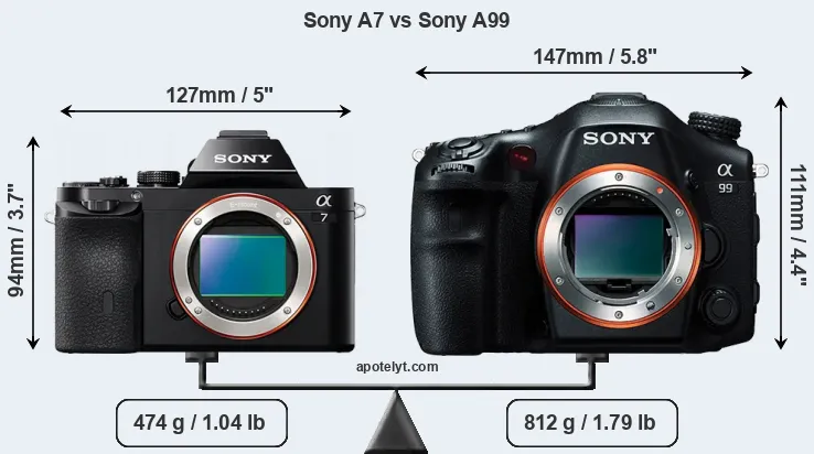 Size Sony A7 vs Sony A99