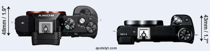Compare A7 versus NEX-6 top