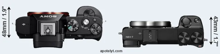 Compare A7 versus NEX-7 top