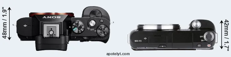 Compare A7 versus NEX-F3 top