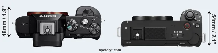Compare A7 versus ZV-E1 top