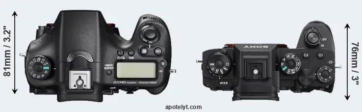 Compare A77 II versus A9 II top