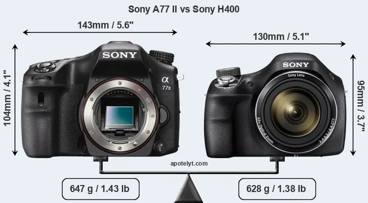 Size Sony A77 II vs Sony H400