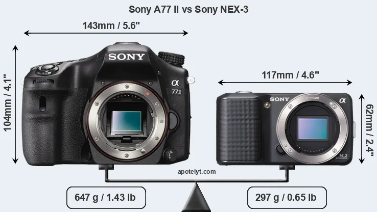 Size Sony A77 II vs Sony NEX-3