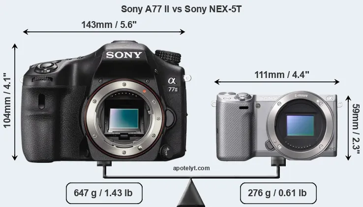 Size Sony A77 II vs Sony NEX-5T
