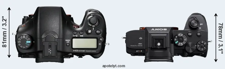 Compare A77 versus A7R IV top