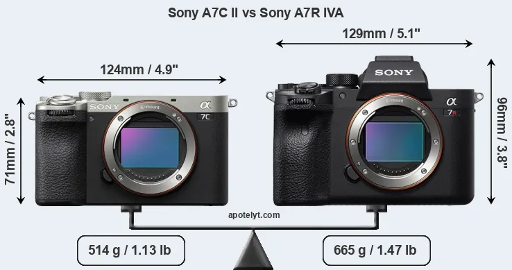 Size Sony A7C II vs Sony A7R IVA