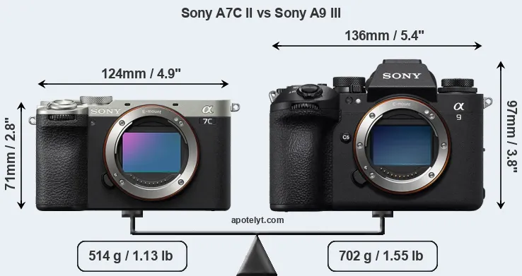 Size Sony A7C II vs Sony A9 III