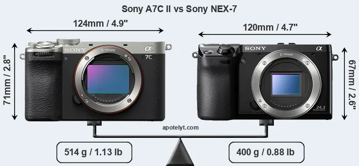 Size Sony A7C II vs Sony NEX-7